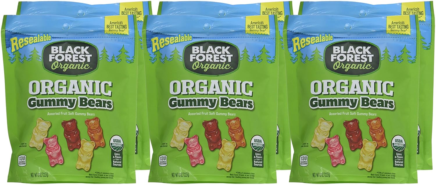 Black Forest Organic Gummy Bears Candy, 8 Ounce, Pack of 6 : Grocery & Gourmet Food