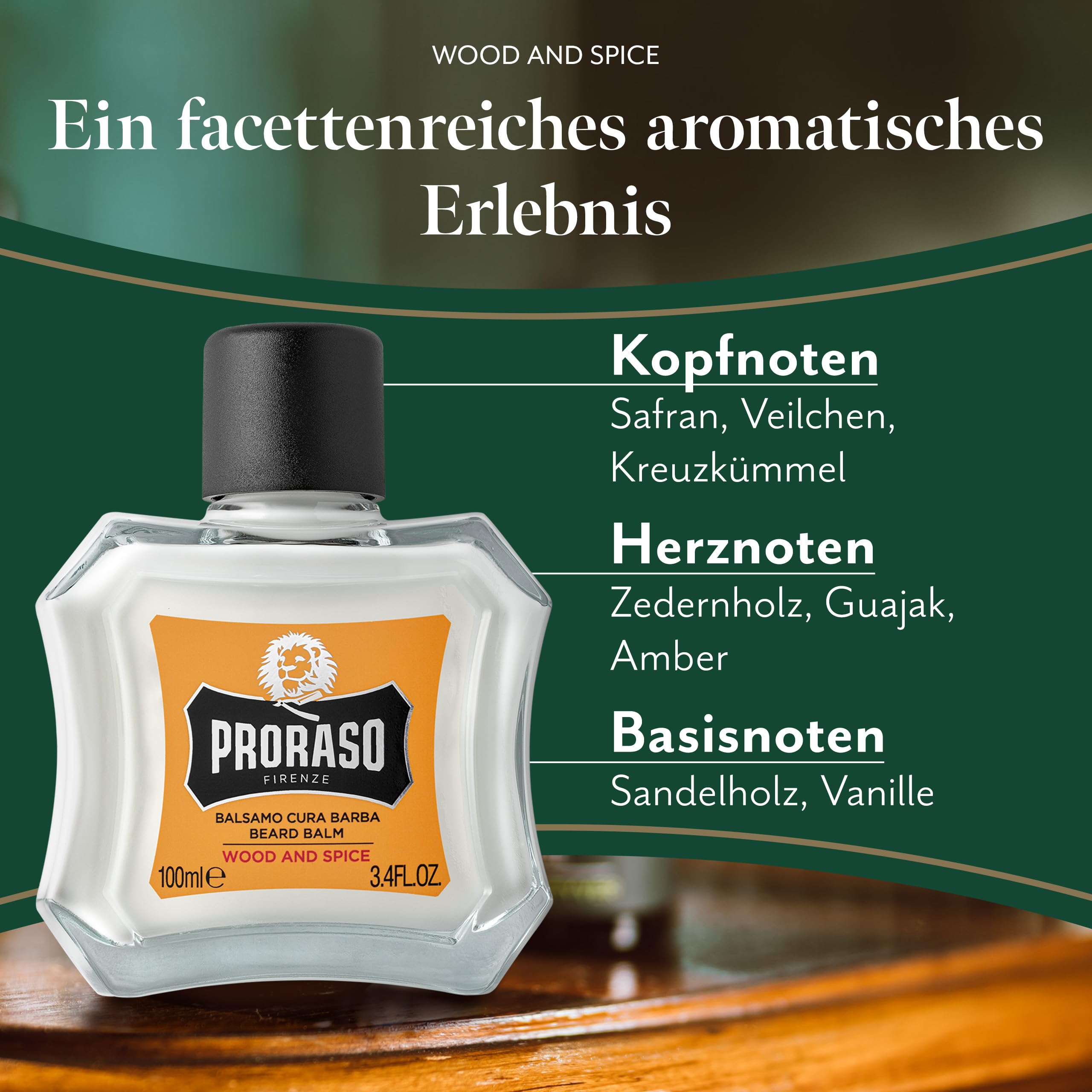 Proraso Beard Balm, Wood and Spice, 100 ml, duftender Bart Balsam schützt und pflegt den Bart und hilft, Juckreiz und Irritationen zu lindern, Made in Italy 2