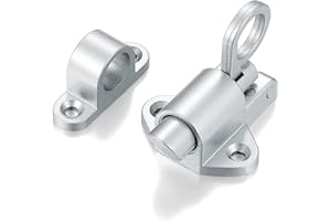 INIRET 2 Packs Self-Closing Latches，Silver Gray Spring Door Lock，Resilient Bolt Latch Aluminum Alloy Safety Automatic Spring Barrel Slide Door Lock with Screws,Used for Gate,Window and Cabinet etc