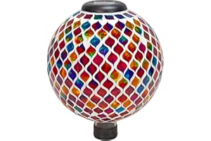 Sunnydaze 10-Inch Solar Gazing Ball for Garden - Glass Outdoor Gazing Globe - Summer Trellis