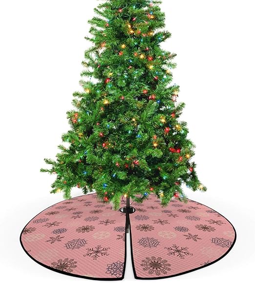 Amazon Com Ambesonne Winter Christmas Tree Skirt Feminine Snowflakes In Various Details Or Designs Decorative Quilted Mat Seasonal Holiday Decoration 53 5 Pale Pink Dark Cocoa Home Kitchen