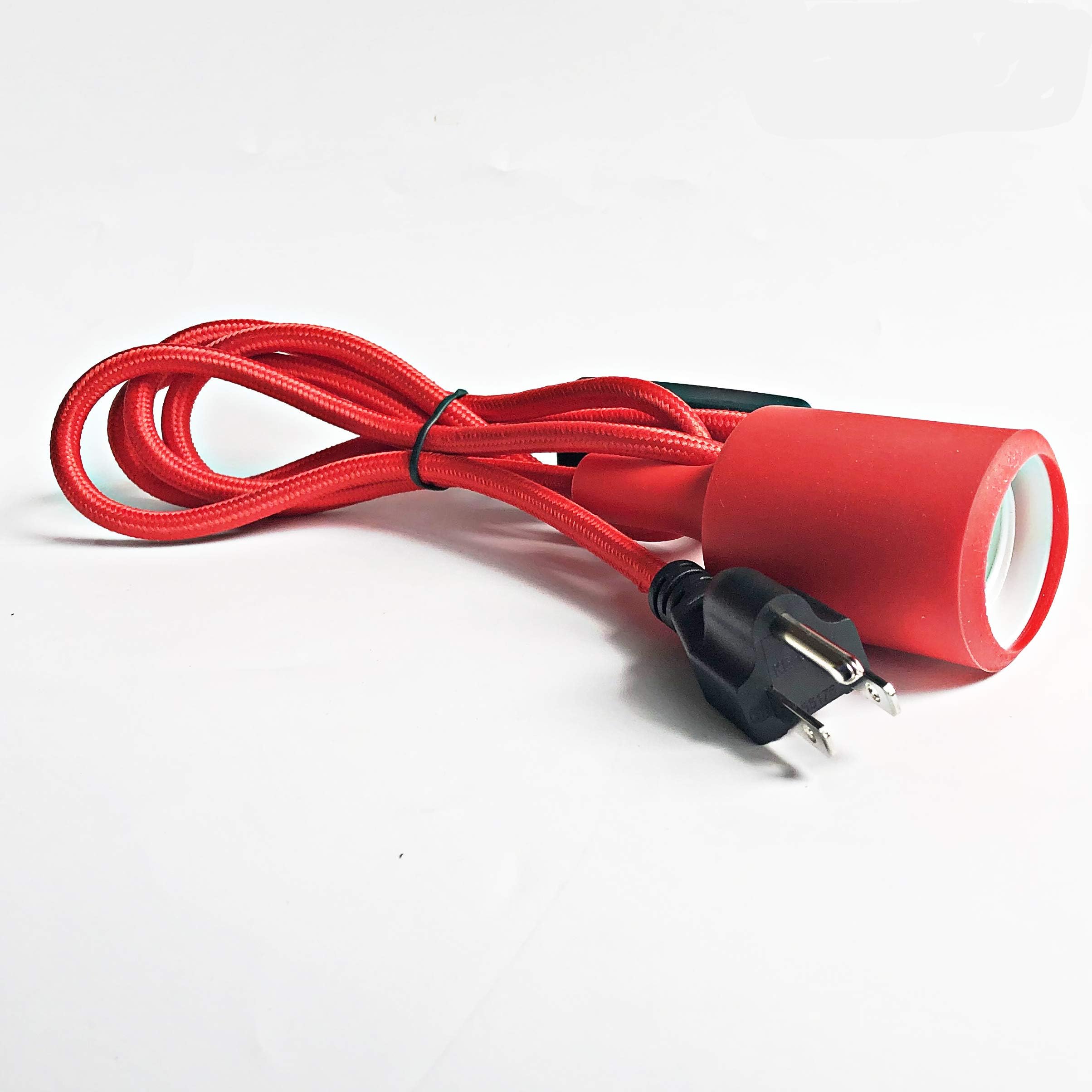 SGROW E27/E26 Light Socket Braided Thread Cable Light Cord #18 Pure Copper 5ft UL Listed with On/Off Switch Button for Led Bulbs