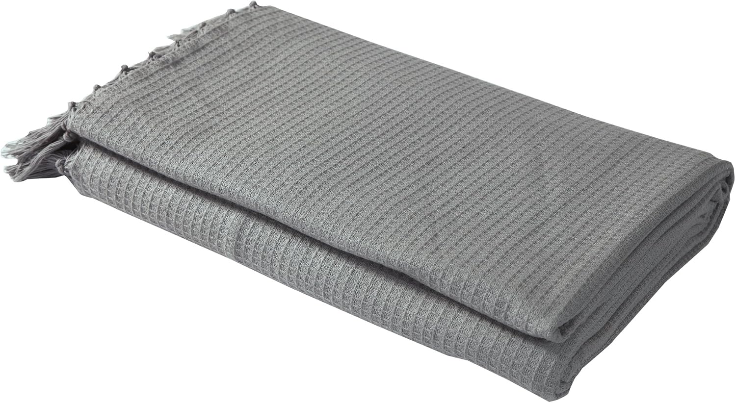 EHC Waffle Cotton Woven Giant Sofa Throw 4 Seater Sofa/King Size Bed 254 x 280 cm, Smoke, Giant(250 x 280 cm)