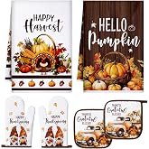 Bencailor 6 Pcs Fall Kitchen Towels Pot Holders and Oven Mitts Set | Thanksgiving Gnome Oven Mitts, Harvest Pot Holders, Turkey Dish Towels, for Autumn Thanksgiving Kitchen Cooking Supplies