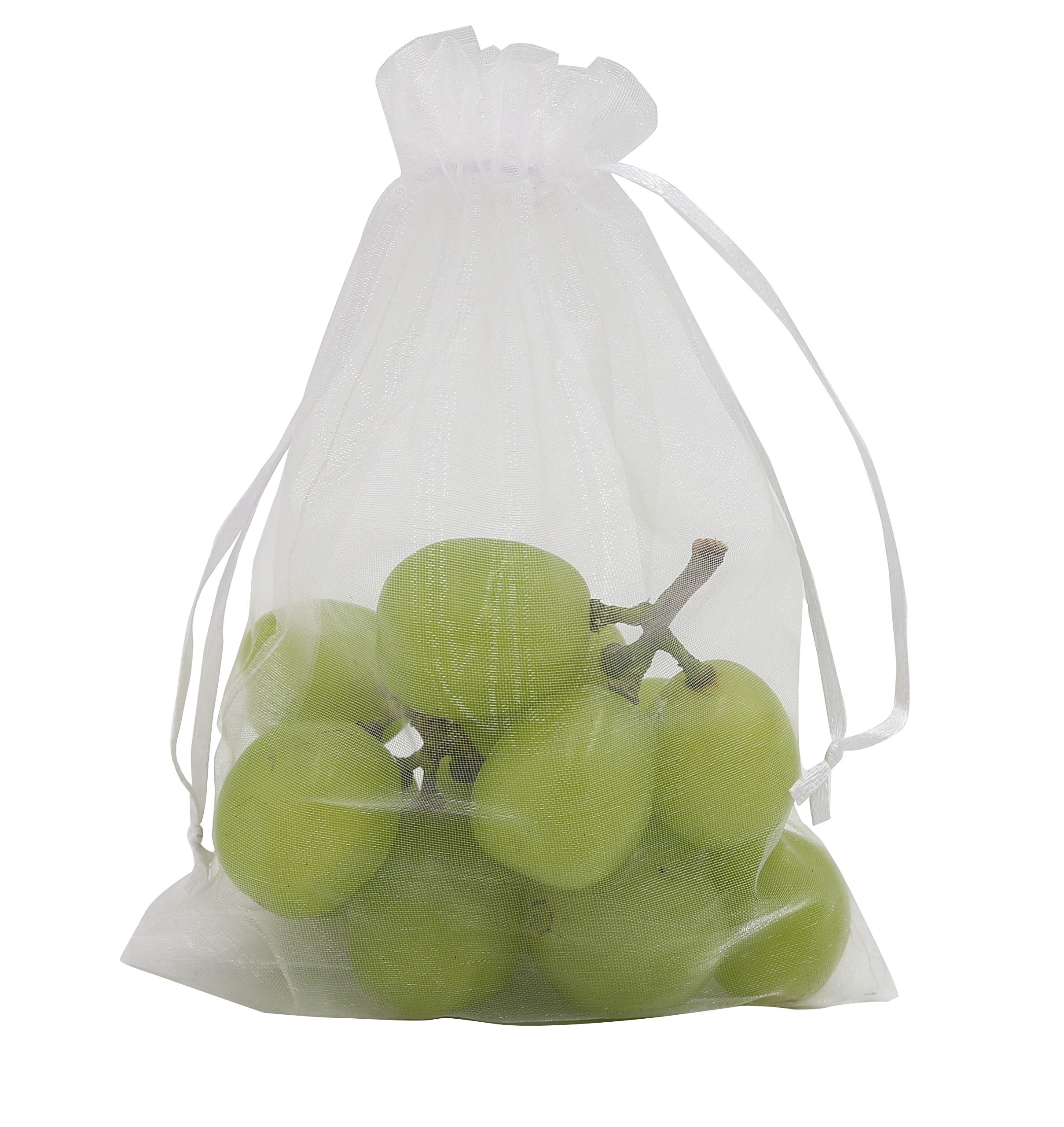 Wudygirl 100pcs 5X7 Inches White Organza Bags Christmas Drawstring Pouches Party Wedding Favor Bags Goodie bags(White 5x7)