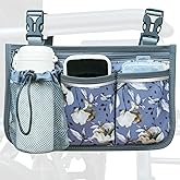 SHIFANQI Wheelchair Bag, Walker Bag, Wheelchair Side Bag, Armrest Organizer Pouch with Cup Holder Attachment and Reflective Strip, Accessories for Most Wheelchairs, Walker, Rollators Purple-Malus