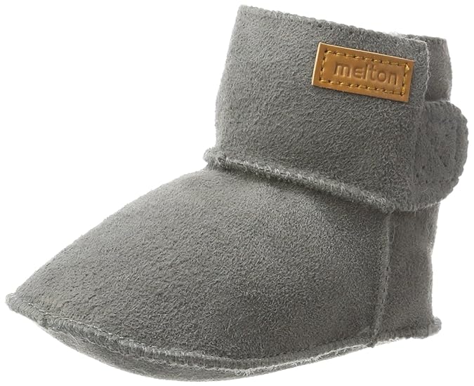 Melton Unisex Baby Lammswollschühchen mit Klettverschluss Krabbelschuhe