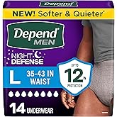 Depend Night Defense Adult Diapers for Men, Large, 14 Count