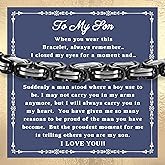 Printed Art Therapy To My Son Bracelet From Mom, Dad, Forever Linked Bracelet, Graduation Gift For Son, Adult Men Gift Ideas for Wedding, Birthday, Christmas, Father's Day