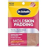 Dr. Scholl's Moleskin Padding for Cushioning and Pain Relief, 3 Strips | Moleskin for feet, cut to any size, for pressure points inside shoes for daily wear, moleskin tape strip size 4 1/8" x 3 3/8"