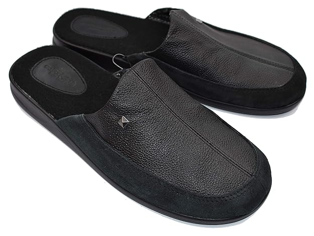 WALKX Lederpantoffeln Pantoletten Pantoffeln in Schwarz für Herren