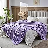 NEWCOSPLAY Super Soft King Blanket Lavender Premium Silky Flannel Fleece Leaves Pattern Lightweight Bed Blanket All Season Use (Lavender, King(90"x110"))
