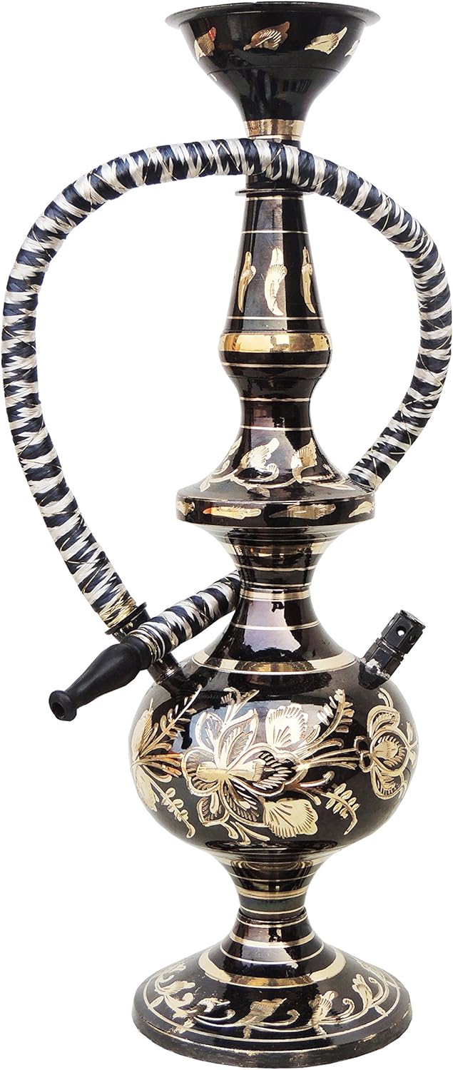 Brass Gift Center Hookah with handwork colour 12.4 inch