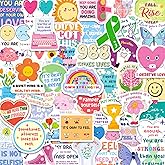 CKXTYNG 200 Pcs Mental Health Stickers, Holographic Vinyl Decals for Kids, Teens, Adults and Therapists - Inspirational Gifts for Water Bottles, Laptops, Scrapbooks