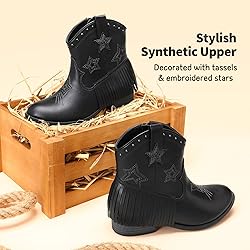 DREAM PAIRS Girls Cowgirl Cowboy Ankle Western