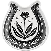 Karma, Boho Trinket Tray, Black and White Ring Bowl, Decorative Ceramic Trinket Dish, Jewelry Dish Tray for Rings, Horseshoe