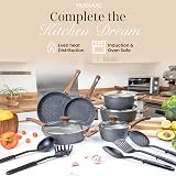 Nuovva Non-Stick Pots and Pans Set 15pc Induction Marble Finish Lids view 2