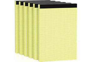 DORFAS 6 Pack 8.5 x 11.75 Inch Graph Paper Pad Quad Ruled, 4x4 Quad Grid Pad with Cardboard, Yellow Perforations Paper with Blue Lines Graph Paper Notebook for Home, Office, School (50 Sheets per Pads)