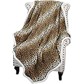 Catalonia Cheetah Sherpa Fleece Throw Blanket, Soft Mink Plush Couch Blanket, Fuzzy TV Bed Blanket, Fluffy Comfy Warm Heavy Throws, Comfort Caring Gift, 50x60 inches