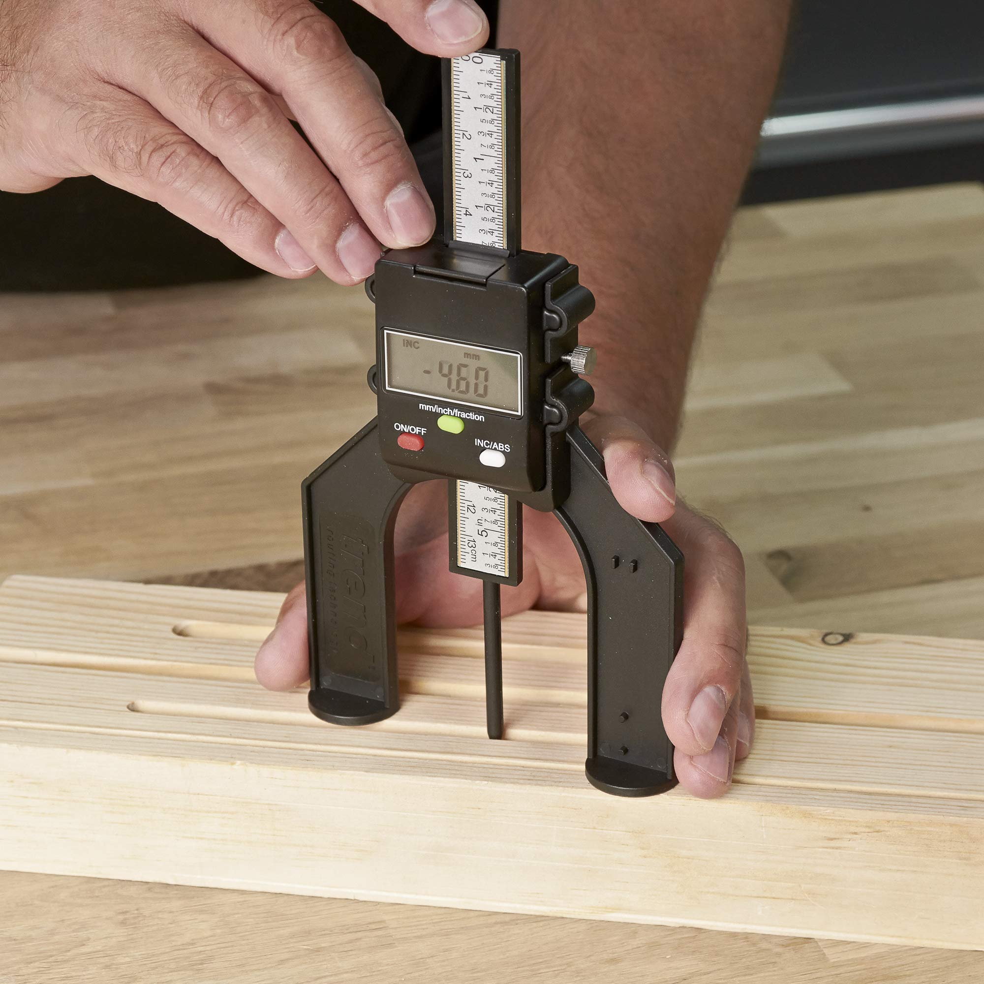 TREND Digital Depth Gauge with 2 23/64 inch Jaw Opening for Precision Rebate and Groove Setting, GAUGE/D60