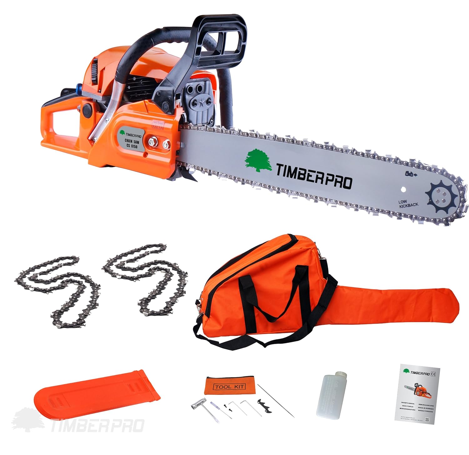 TIMBERPRO Motosierra térmica cc  CV de potencia guía cm  cadenas