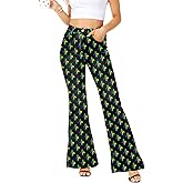 Magrank Women Mardi Gras Bell Bottom Jeans St Patricks Day Flare Denim Pant