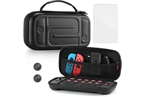 RaceGT Carrying Case for Nintendo Switch 2 (2025) with Screen Protector & 2 Thumb Grip Caps, Portable Travel Carry Game Bag w