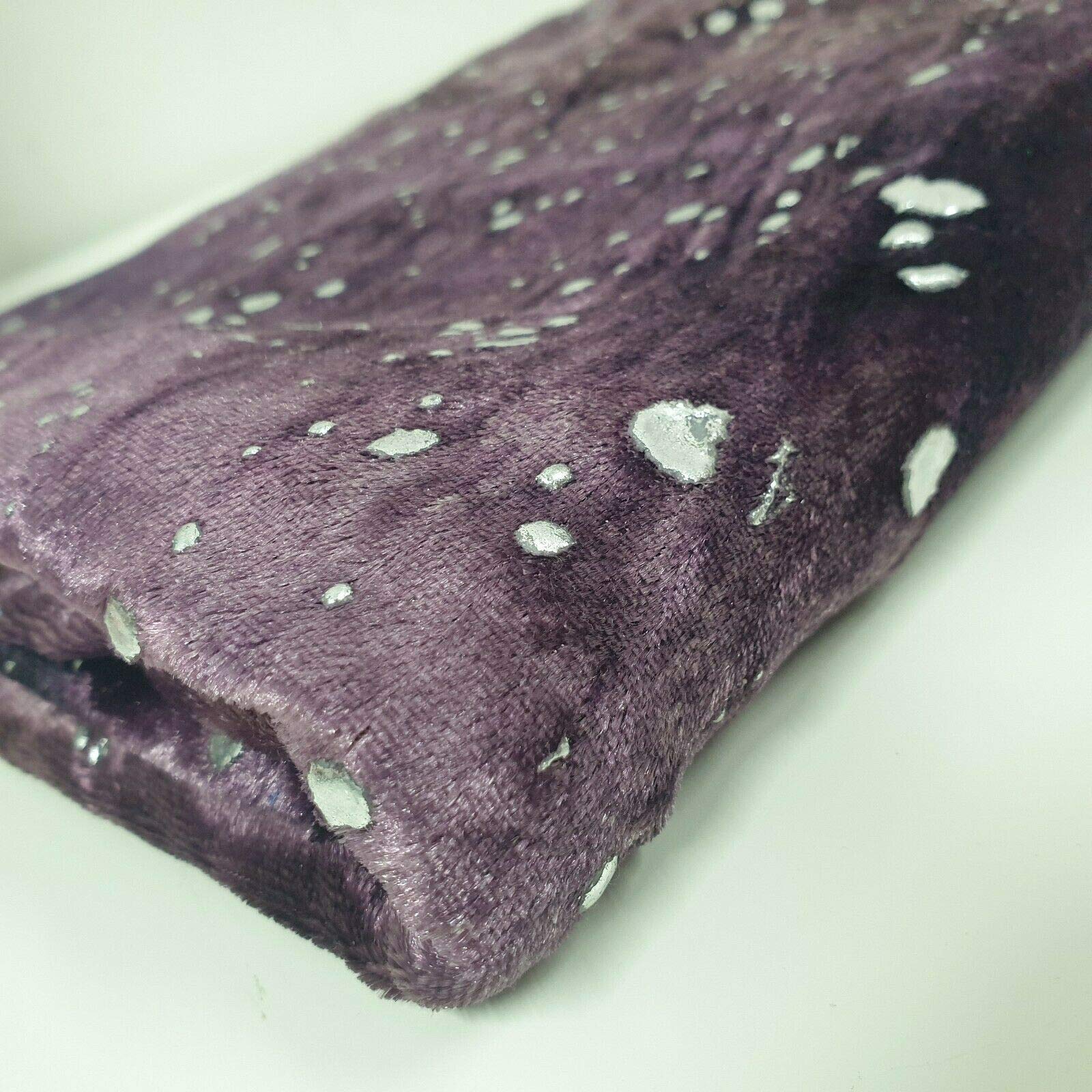 Purple Velvet Elastane Fabric Galaxy Cosmos Design with Silver Metallic Spots 58" (Purple) โ image 1
