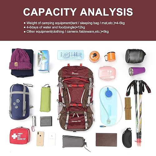 MOUNTAINTOP 70L Internal Frame Backpack Camping Backpacking Hiking