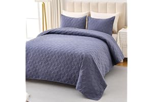 OARAGE Queen Quilt Bedding Set Navy Lightweight Quilted Bedspread Full Size with Pinwheel Motif,Soft Microfiber Quilting Coverlet for All Seasons (1 Quilt, 2 Shams)