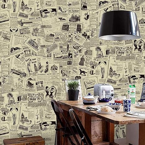 Peel And Stick Wallpaper Removable Vintage Newspaper Wall Paper Decorative Self Adhesive Shelf Drawer Liner Roll 17 7 Inch By 9 8 Feet Amazon Com