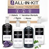 1-Shoppe Infuse Lavender Mint Spa Collection Amenities Set | 10.14 oz Pumps | Shampoo, Conditioner, Hand/Body Wash, Lotion