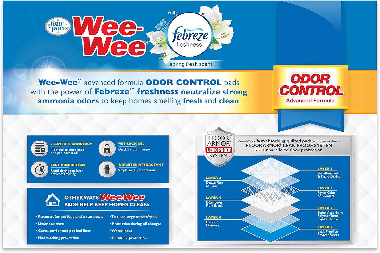 Wee-Wee Puppy Training Pee Pads 50-Count 22" x 23" Standard Size Pads with Febreze : Pet Supplies