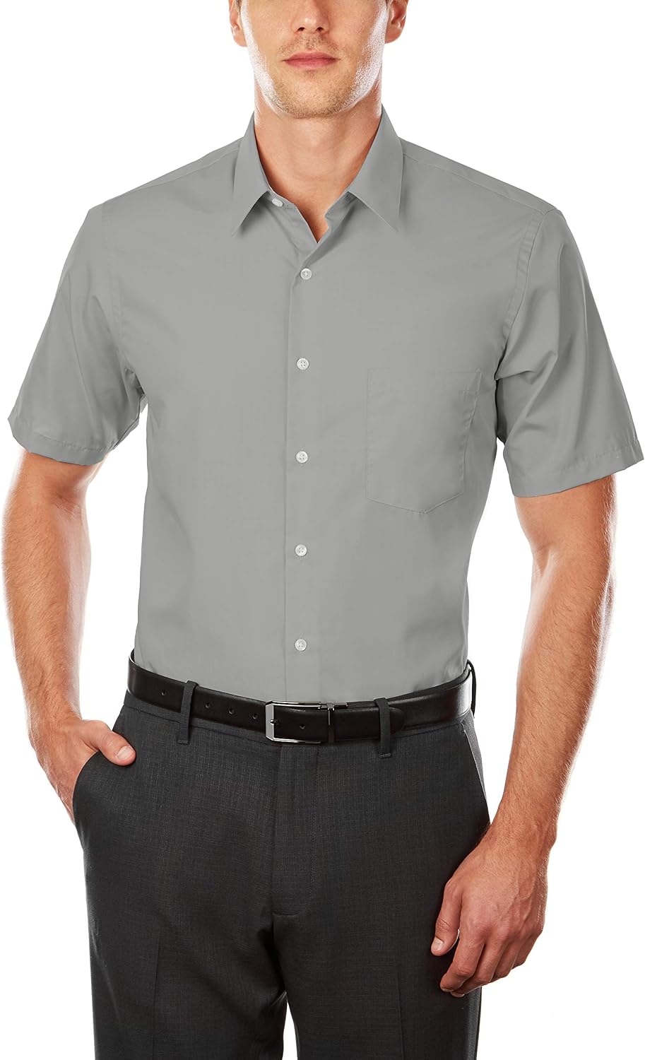 Van Heusen Men's TALL FIT Short Sleeve Dress Shirts Poplin Solid (Big and Tall) at  Men’s Clothing store