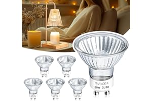 Marycele Halogen Light Bulbs for Candle Warmer Lamp, 6 Pack GU10 120V 50W MR16 Dimmable Warm Light Halogen Bulbs 2 Pin with Long Lifespan, Candle Warmer Lamp Bulb Replacement
