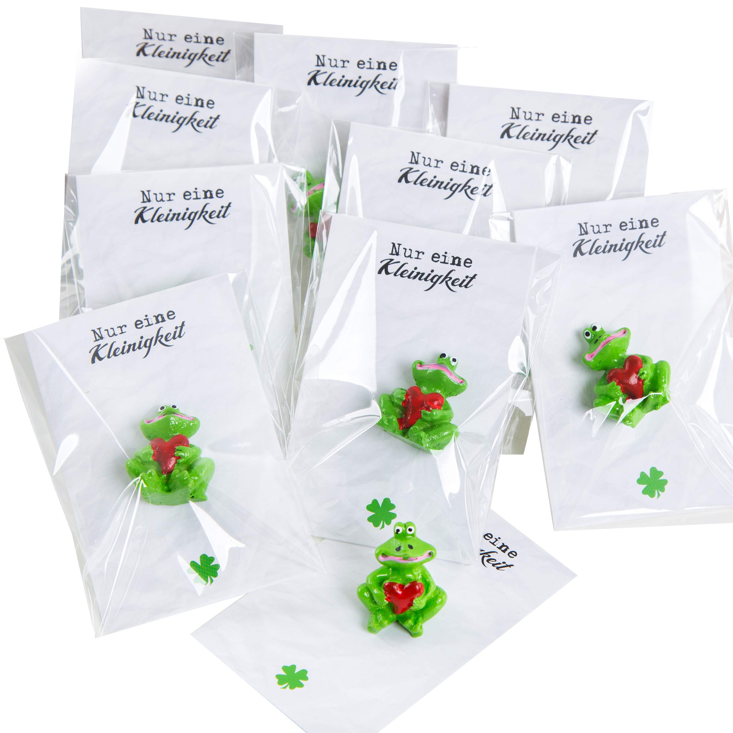10 Pack of Small Frog with Green Clover Lucky in foil wedding party Give Away Communion Wedding Christmas Party Promotional Gift with Greeting Card as a gift