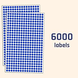 6000 Pack - 1/4" Small Dot Stickers Round Circle