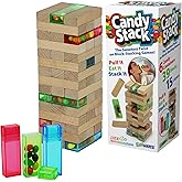 Funwares Candy Stack Wooden Stacking Game, Fill 6 Blocks with Sweet Treats | 54 Blocks, 15 Layers, Pull a Filled Block &amp; Enjoy the Treat, BPA-Free Food-Safe Containers, 2+ Players, Ages 6+