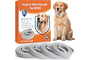 TRIHOOD 4 Pack Flea and Tick Collar for Dogs - 25" Adjustable Collar Fits Dogs, Long-Lasting 24-Month Protection for Small, Medium, and Large Dog – Waterproof Flea Tick Prevention