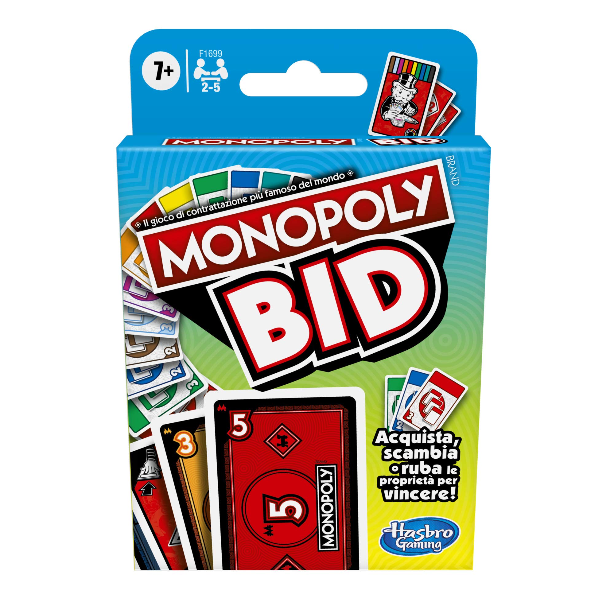 Hasbro Monopoly Bid Game Fast Card Game for 4 Players, for Families and Children from 7 Years
