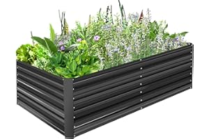 Rengue Raised Garden Beds, 8x4x2FT Large Galvanized Planter Raised Beds, Outdoor Sturdy Raised Bed for Vegetables, Flowers, Fruits, Succulent, Herbs, Garden Box with Open Bottom Easy Assembly