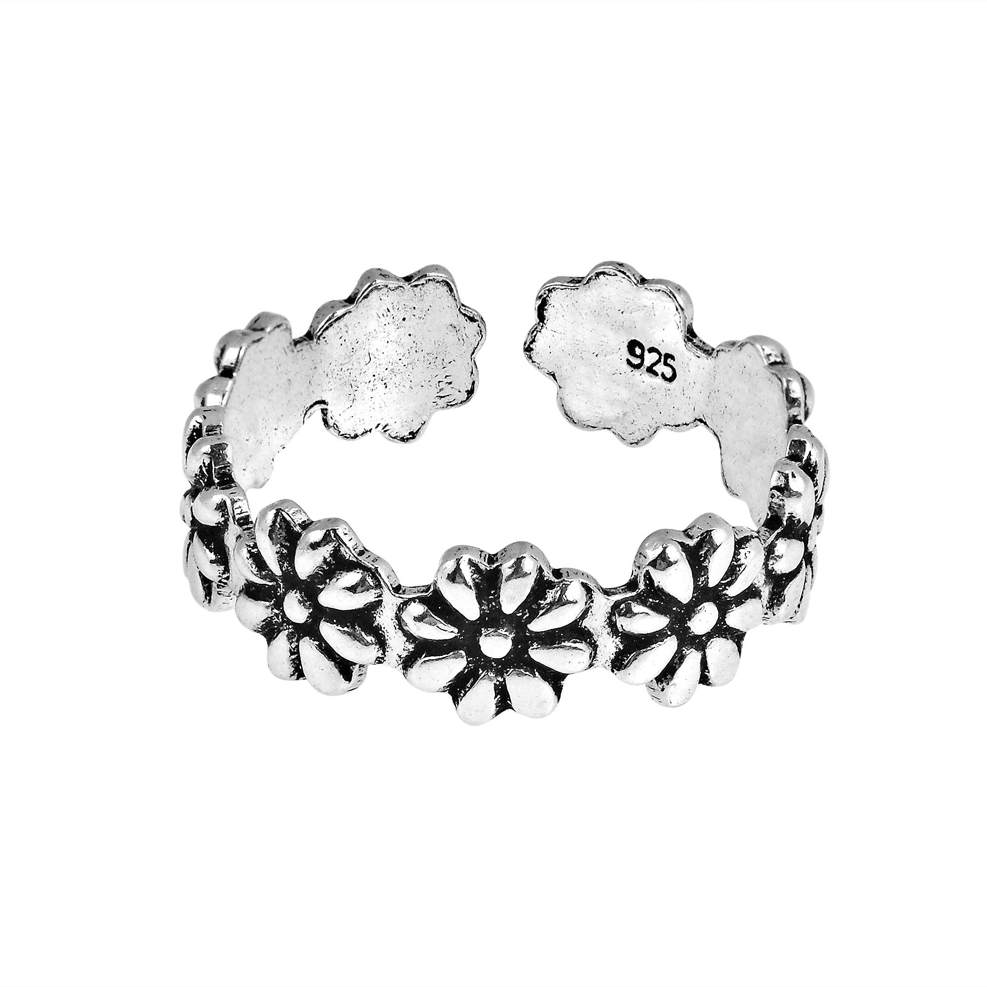 Stylish Flowers Wrap .925 Sterling Silver Toe Ring or Pinky Ring