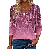 Zeagoo 3/4 Length Sleeve Womens Tops Casual V Neck Shirts Soft Basic Tees Business Work Blouses
