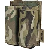 VISMIX Pistol Magazine Pouch, Double 9mm Mag Pouch with Quick Release Kydex Insert and MOLLE Compatible