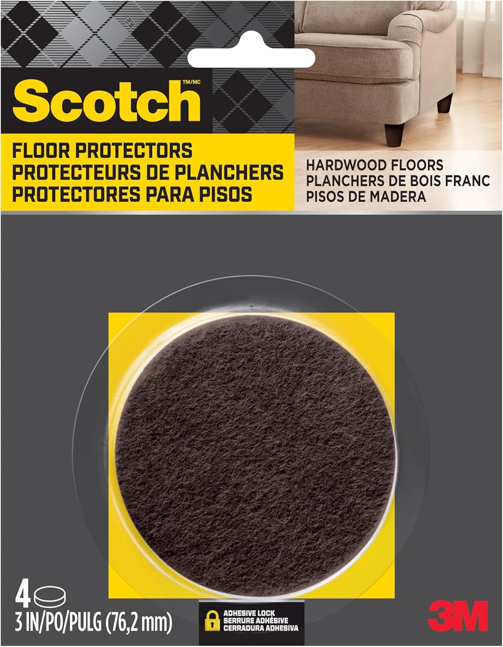 Scotch SP828-NA Felt Pads Diameter 3 inch Brown 4 Pack