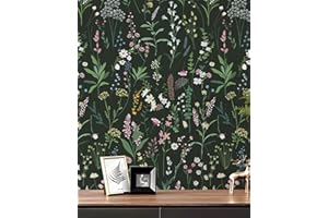 JiffDiff Floral Wallpaper Peel and Stick 17.3"x118" Dark Farm Wildwood Stick on Wallpaper for Home Bedroom Cabinets Thicken Self Adhesive Contact Paper