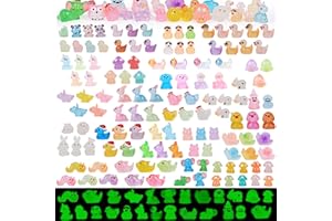 Shruy 150 PCS Luminous Mini Resin Animals, Glow in The Dark Fairy Garden Decor, Mini Ducks Frogs Turtles Figurines for Aquarium, Terrarium, Slime Charms & Potted Plant Landscape Decoration