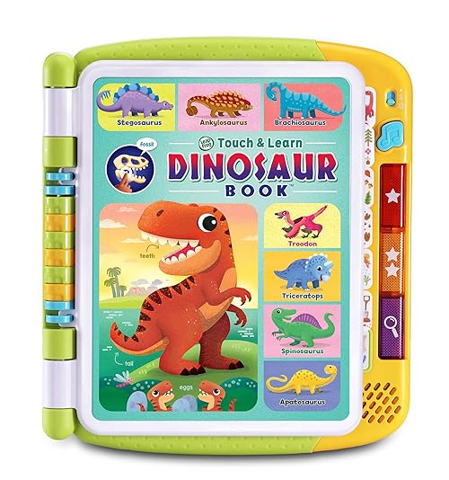 LeapFrog Touch & Learn Dinosaur Book, Educational & Interactive Book, 500+ Touchpoints, Triassic, Jurassic, & Cretaceous Periods, Music & Phrases, Toddler Toy for Ages 3, 4, 5+ Years, English Version