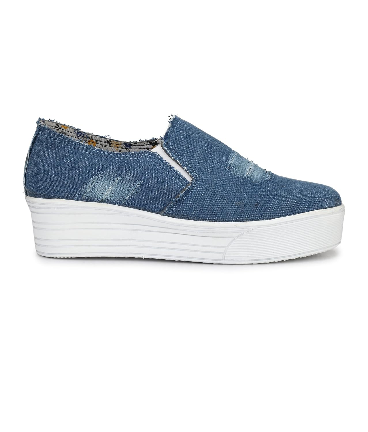 revoke blue denim high sole slipon casual shoes for womens/girls