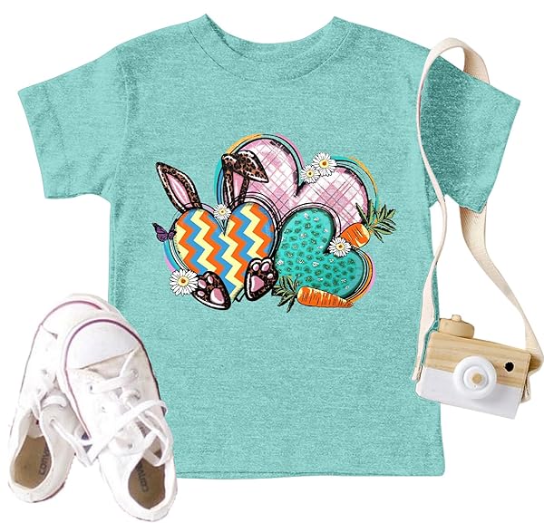 TODDLER HAPPY EASTER SHIRT BABY BOYS GIRLS CUTE EASTER HEART T-SHIRT FUNNY BUNNY EASTER EGG GRAPHIC TOPS
